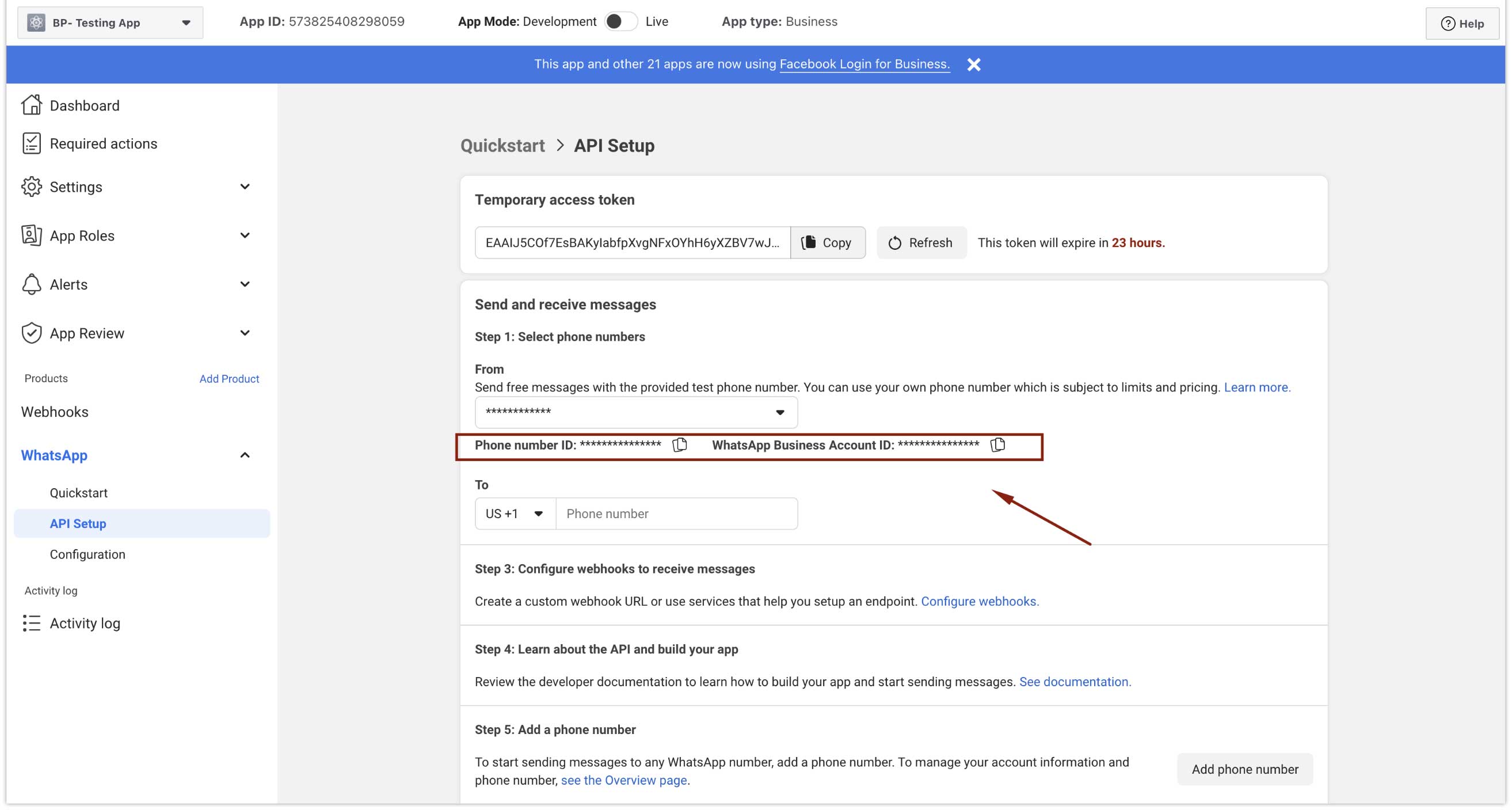 Copy Phone Number and WABA ID